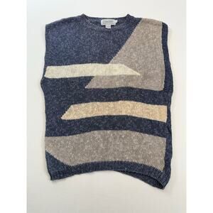 Vintage 90s Tuscony Sportwear Purple Linen Cotton Blend Sweater Vest Size Large